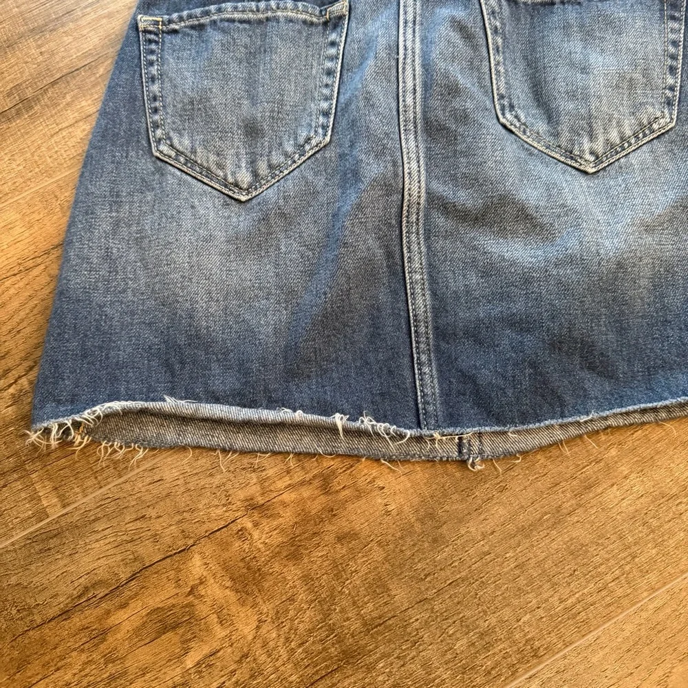 Hollister Women’s 25 Y2K Blue Denim Mini Skirt Belt Paperbag‎ Raw Hem High Rise